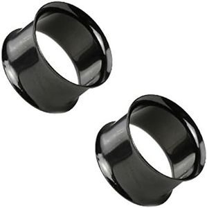 Pair of Black Titanium Ion Double Flare Ear Plugs Tunnels Earlets E225 12 Gauge to 2 Inch, Stainless Steel