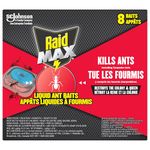 Raid Max Double Control Liquid Ant Killer Baits and Traps, Kills Ants Where They Breed, For Indoor Use, Child Resistant, 8 Bait Stations