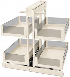 MUOLVSQ Blind Corner Cabinet Pull Out Organizer, Heavy-Duty Magic Corner Shelves with Soft Close, 2-Tier Full Extension Baskets for 13",14.1",15.3",16.9" Kitchen Cabinets, Left & Right Compatible
