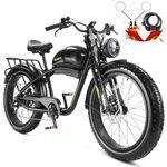 TESMOTO Electric Motorcycle Adults【1500W BAFANG Motor & Samsung 52V 20AH】, 34MPH & 75MILES Retro Style Moped Ebike,26"x4.0" Fat Tire Electric Dirt Bike,Dual Hydraulic,Full Suspension for All Terrain