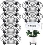 6 Packs Metal Plant Caddy with Wheels 14” Rolling Plant Stands Heavy-duty Wrought Iron Plant Roller Base Pot Movers Plant Saucer on Wheels Indoor Outdoor Plant Dolly with Casters Planter Tray Coaster