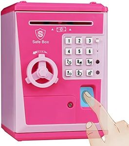 KDSbnk Kids Safe Bank - Piggy Bank with Password and Fingerprint Lock, Voice Money Bank, Cool and Educational Gift for Boys and Girls with Time-Stamped Log of Last Three Accesses