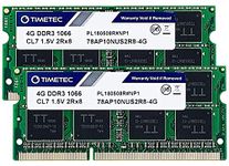 Timetec 8GB (2x4GB) DDR3 1066MHz PC3-8500 Non-ECC Unbuffered 1.5V CL7 2Rx8 Dual Rank 204 Pin SODIMM Laptop Notebook PC Computer Memory RAM Module Upgrade (8GB KIT(2x4GB)