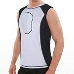 TUOYR Mens Padded Compression Shirt Chest Protector Heart Guard Sternum Protective Sleeveless Vest for Football Baseball Lacrosse and Goalies