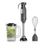 Ninja Power Duo 4-Speed Immersion Blender & RapidWhisk – Compact Hand Blender with SplatterShield, PanProtect, 9” Stainless Steel Arm, 4-Cup Pitcher, Dishwasher Safe, CI201CGY (Canadian Version)