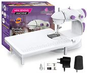 Akiara - Makes life easy Mini Sewing Machine with Table Set | Tailoring Machine | Hand Sewing Machine with extension table, foot pedal, adapter, White (Without KIT)