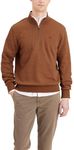 Dockers Men's Regular Fit Long Sleeve 1/4 Zip Fleece Sweatshirt, (New) Heather Caramel Café