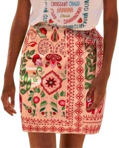 Talakeno Womens Summer Floral Wrap Short Skirt Tie Side High Waist A Line Beach Vacation Boho Mini Skirt(Pink,S)