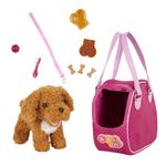 Our Generation – Poodle Dog Plush – Pet Carrier Bag – 18-inch Doll Accessories – Stuffed Animal Toys – Kids Ages 3 Years Old & Up – Hop in Dog Carrier