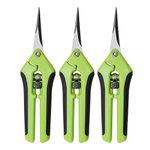 Trimming Scissors Pruning Shears Gardening Hand Pruning Snips Small Pruning Scissors Stainless Steel Scissors with Spring-Loaded Comfortable Grip for Plant (3 Pack)