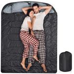 ikkle Double Sleeping Bag for Adults, XL Queen Size Two Person Sleeping Bag with 2 Pillows, Waterproof Sleeping Bag for All Season Truck Tent Camping, Backpacking, Hiking Outdoor, for Couples Family