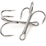 Fishing Treble Hooks Classic Fishhooks - 20PCS High Carbon Steel Large Triple Hooks 3551#4/0 Silver Extra Strong Sharp Classic Big Size Trebles for Fishing Split Ring Saltwater & Freshwater Lures