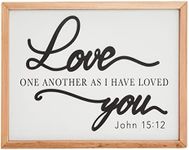 Faithful Finds Wooden Farmhouse Christian Wall Decor Sign, John 15:12 Bible Verse, Love One Another As I Have Loved You (12 x 15 In)