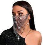 Urieo Sparkly Rhinestones Face Masks Crystal Mesh Masks Metal Rhinestones Masquerade Mask Halloween Rave for Women and Men, Black, 1 Count (Pack of 1)