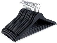 ilauke Sturdy Wooden Coat Hangers，20 Pack Strong Black Wooden Hangers for Clothes,Smooth & No Roughness Wood Clothes Hanger with 360°Swivel Hook for Adult Hangers Suits, Trousers, Shirts