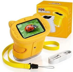 OAEBLLE Kids Microscope, 4K 1000X HD Lens with 2.4" IPS Screen, 8 Adjustable LEDs, USB Rechargeable Portable Handheld Microscope, STEM Science Learning Toy Kit, Best Gift for Boys & Girls Ages 4-12