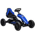 Aosom Pedal Go Kart for Kids, Pedal Car with Swing Axle, Adjustable Bucket, Handbrake, 4 EVA Wheels Powered Ride, Indoor Foot Racer, for 3-8 Years Old, Blue