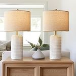 PoKat 23" Modern Ceramic Table Lamp Set of 2 for Living Room White Desk Lamps for Bedroom Farmhouse Bedside Nightstand Bedside Lamp End Table Lamps