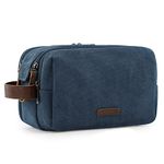 BAGSMART Toiletry Bag for Men Canvas Travel Toiletry Organizer Dopp Kit Water-Resistant Shaving Bag for Toiletries Accessories (Canvas Navy Blue Medium)