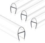 Stysdsf Glass Shower Door Seal Strip, 4 Pcs 3/8" x 39" U-Type Side Seal Strip for 3/8 Inch Glass, Ultra-Clear Frameless Shower Door Side Seal, Stop Shower Leaks & Create Water Barrier, Polycarbonate