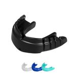 OPRO Snap-Fit Instant Level Adult and Kids Sports Mouthguard for Braces with Strap, Gum Shield for Hockey, Lacrosse, Rugby, MMA, Boxing and Other Contact and Combat Sports (Jet Black)