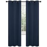 Deconovo Blackout Room Darkening Thermal Insulated Curtains, Energy Efficient & Noise Reducing Grommet Window Drapes for Bedroom, Living Room, Nuresrey, Kids Room, 42x63 Inch, 2 Panels, Navy Blue