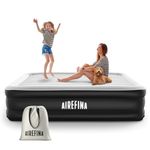 Airefina 18" Full Size Air Mattress with Built in Pump, Blow Up Mattress with Self Inflation, Durable, Portable & Flocked Top Inflatable Mattress,75x54x18in Airbed with Smooth Surface