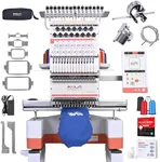 Poolin EOM 15-Needle Commercial Embroidery Machine,14.2X9.5'' Large Embroidery Area,1200SPM,9" Touch Screen USB & WiFi,Beginner Friendly Multi-Needle Embroidery Machine for 3D Cap,Hats,Bags,Apparel