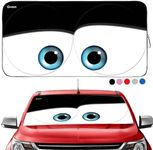 Gven Windshield Sun Shade, 2024 Car Sun Shade for Front Windshield Funny Car Eyes Sunshades Sun Visor Protector Blocks UV Rays Foldable 210T Keep Your Vehicle Cool