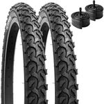 YunSCM Foldable 18'' Bike Tyres 18x2.125 ETRTO 57-355 and 18 inch Bike Inner Tubes AV32mm Valve Compatible 18x2.10 18x2.125 18x2.20 Mountain/Off Road/Bmx/Push Bike Tyres and Tubes -2Pcs
