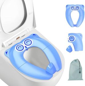 SURFOU Reducteur Toilette Enfant Pliable, Bébé Réducteur de WC Voyage Antiderapant, Cuvette Portable Rehausseur Adaptateur Toilet Seat Toddler Bleu