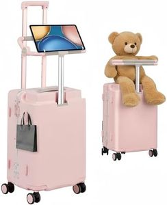 Kids Ride-On Luggage with Adjustable Safety Seat, 20 Inch Carry On Suitcase with 360° Silent Wheels, Cup & Tablet Holder, TSA Lock, For Toddlers to Adults, 200lbs Support, Lightweight Travel Suitcase