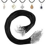 Kurtzy 50 Pack Black Waxed Necklace Cord with Chain and Lobster Clasp - 48.5cm / 19.09 Inches - Bulk DIY Polyester Jewellery Making Rope for String Pendant Necklaces, Bracelets & Anklets