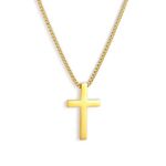 Agriajun Simple Gold Cross Necklace for Women Boy Girls Chunky Stainless Steel Box Chain Cross Pendant Dangle Layered Necklaces Jewelry Gift