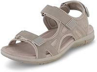 CUSHIONAIRE Women's Pace comfort footbed outdoor sandal with adjustable straps and +Memory Foam, Wide Widths Available, Grey 6