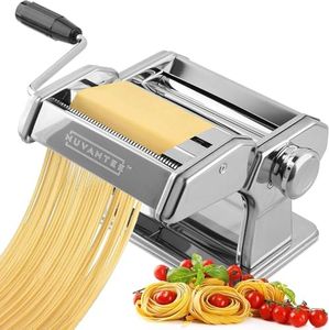 Nuvantee Pasta Maker Machine, Manual Hand Press, Adjustable Thickness Settings, Noodles Maker with Washable Aluminum Alloy Rollers and Cutter, Perfect for Spaghetti, Fettuccini, Lasagna