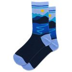 Hot Sox Women's Fun Nature & Outdoors Crew Socks-1 Pair Pack-Cute & Funny Fashion Novelty Gifts, Landscape (Navy), 3.5-9 UK