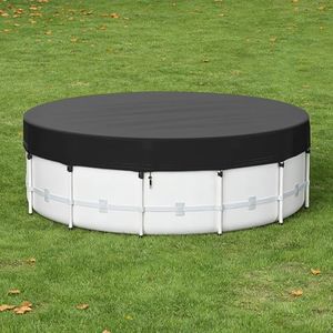 18 Ft Round Pool Cover for Metal Frame Above Ground Pools - Upgraded Windproof Design Compatible with Intex/Bestway Frame Above Ground Outdoor Swimming Pool (Black)