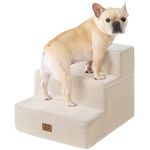 EHEYCIGA Dog Stairs for Small Dogs 13.5" H, 3-Step Pet Stairs for Couch with Non-Slip Bottom, Folding Blanced Dog Steps for Pets, Beige