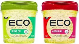 Eco Style Hair Styling Gel Set, 1 x Olive Oil 473 ml & 1 x Argan Oil 473 ml, Eco Styler, Hydrate and Style, Alcohol-Free