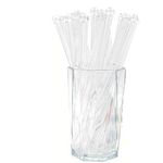 100pcs Disposible Crystal Swizzle Sticks, Plastic Round Top Swizzle Sticks, Beverage Stirrers. (7.4 Inch, Clear)