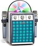 MASINGO Karaoke Machine for Adults & Kids with 2 Wireless Microphones - Portable Singing PA Speaker System Set w/Two Bluetooth Mics, Disco Ball Party Lights & TV Cable - Ostinato M7