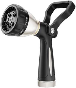 FANHAO Fireman Style Water Hose Nozzle Heavy Duty Metal, 8 Spray Patterns