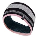 Heat Holders - Ladies Thick Cable Knitted Fleece Lined Thermal Winter Empty Skull Ear Warmer Headband (One Size, Stripe Black Bright Pink)