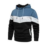 AOTORR Men's Fleece Hoodie Pullover Casual Hooded Sweatshirt Contrast Color Top with Kangaroo Pocket WY90 Blue M