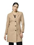 CHKOKKO Winter Wear Single Breasted Solid Long Coat for Women Camel M