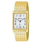 Ravel Gents White Rectangle Dial Goldtone Expander Bracelet Strap Dress Watch R0220.01.1