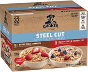 Quaker Steel Cut Quick 3-Minute Oatmeal, 2 Flavor Variety Pack, Individual Packets, 32 Count