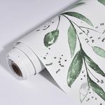 YCJYZLF Green Leaf Peel and Stick Wallpaper Boho Vintage Floral Contact Paper, Self Adhesive Removable Wall paper Waterproof for Bedroom Bathroom Kitchen Countertop Cabinet, 17.7" x 118" Vinyl