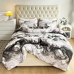 LAMEJOR Duvet Cover Set Queen Size Abstract Style Modern Marble Pattern Luxury Soft Bedding Set Comforter Cover (1 Duvet Cover+2 Pillowcases) White